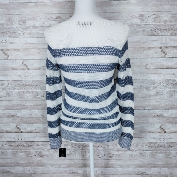 INC Sheer Knit Sweater Blue Sparkle White 787 - Picture 4 of 7